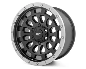 Rough Country 87 Series Wheel Simulated Beadlock Black | Machined 17x8.5 6x5.5 +0mm