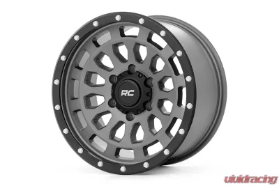 Rough Country 87 Series Simulated Beadlock Wheel Gray Black 17x8.5 6x5.5 for Chevy GMC Ford - 87170912G