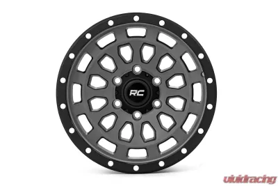 Rough Country 87 Series Simulated Beadlock Wheel Gray Black 17x8.5 6x5.5 for Chevy GMC Ford - 87170912G