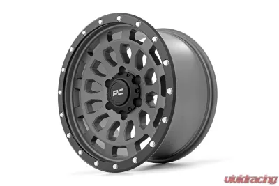 Rough Country 87 Series Simulated Beadlock Wheel Gray Black 17x8.5 6x5.5 for Chevy GMC Ford - 87170912G