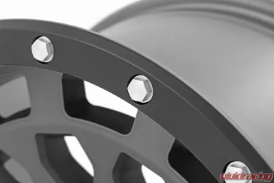 Rough Country 87 Series Simulated Beadlock Wheel Gray Black 17x8.5 6x5.5 for Chevy GMC Ford - 87170912G