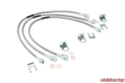 Rough Country Front and Rear Stainless Steel Brake Lines, 4-6in Lifts XJ | YJ | TJ Jeep - 89715