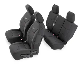 Rough Country Black Neoprene Seat Cover Set Front and Rear Jeep Wrangler 2013-2018