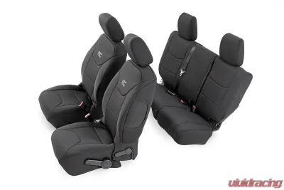 Rough Country Black Neoprene Seat Cover Set Front and Rear Jeep Wrangler 2013-2018 - 91004