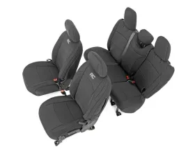 Rough Country Jeep Neoprene Seat Cover Set, Black 18-20 Wrnglr JL Unlmtd w/Rear Center Armrest Jeep Wrangler 2018-2020