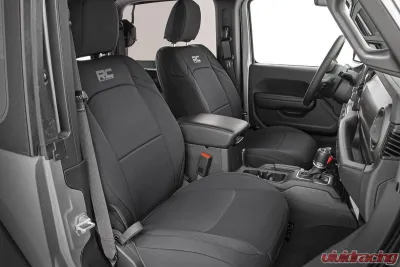 Rough Country Jeep Neoprene Seat Cover Set, Black 18-20 Wrnglr JL Unlmtd w/Rear Center Armrest Jeep Wrangler 2018-2020 - 91012