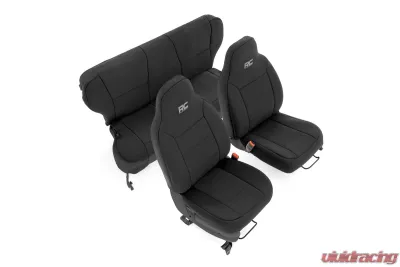 Rough Country Jeep Neoprene Seat Cover Set, Black 97-01 XJ w/Non-Detachable Headrest Jeep Cherokee 1997-2001 - 91022