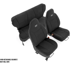 Rough Country Jeep Neoprene Seat Cover Set, Black 97-01 XJ w/Detachable Headrest Jeep Cherokee 1997-2001