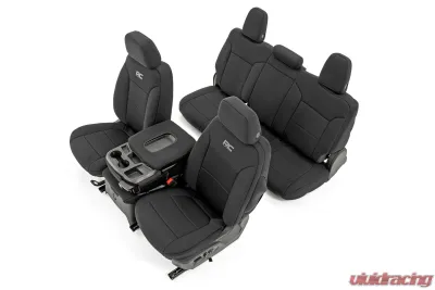 Rough Country GM Neoprene Seat Covers Front and Rear Black Chevrolet Silverado 2019-2021 - 91036