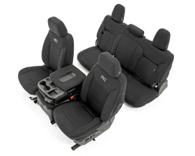 Rough Country GM Neoprene Seat Covers Front and Rear w/Back Storage Black Chevrolet Silverado 2019-2021