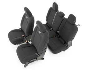 Rough Country Jeep Neoprene Seat Cover Set w/Rear Cup Holder Black Jeep Gladiator JT 2020-2021