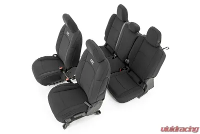 Rough Country Jeep Neoprene Seat Cover Set w/Rear Cup Holder Black Jeep Gladiator JT 2020-2021 - 91038