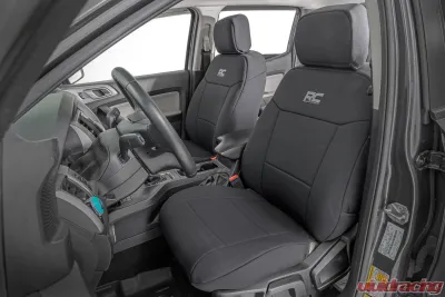 Rough Country Seat Covers for 2019-2023 Ford Ranger FR Bucket & RR Bench, Neoprene, 4-Layer Construction - 91056A
