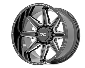 Rough Country 91 Series Milled One-Piece Gloss Black w/Milled Accents 20X12 8X6.5 Chevy Silverado 2500 HD GMC Sierra 2500 Ram 2500 3500 2001-2013