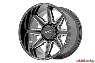 Rough Country 91 Series Milled One-Piece Gloss Black w/Milled Accents 22X12 8X6.5 Chevy Silverado 2500 HD GMC Sierra 2500 HD Ram 2500 3500 2001-2013 - 91221210M