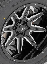Rough Country 91 Series Milled One-Piece Gloss Black w/Milled Accents 22X12 8X6.5 Chevy Silverado 2500 HD GMC Sierra 2500 HD Ram 2500 3500 2001-2013                                     - 91221210M - Image 4