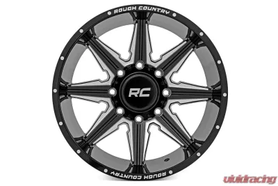 Rough Country 91 Series 22x12 Gloss Black Milled Wheel for Chevy, GMC, Ram, Ford 2007-2025 - 91221212M