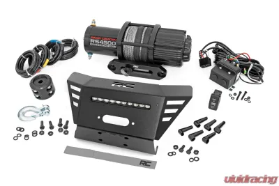 Rough Country Winch Plate 4500-LB Winch 10" Black Slimline Honda Pioneer 520 - 92079