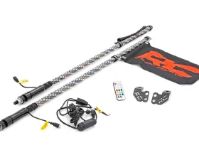 Rough Country Whip Mount Cage 4' Multl-Color LED Whip Pair Polaris RZR XP 1000