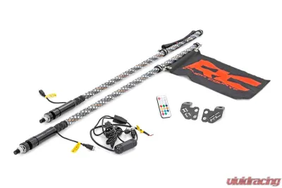 Rough Country Whip Mount Cage 4' Multl-Color LED Whip Pair Polaris RZR XP 1000 - 93052