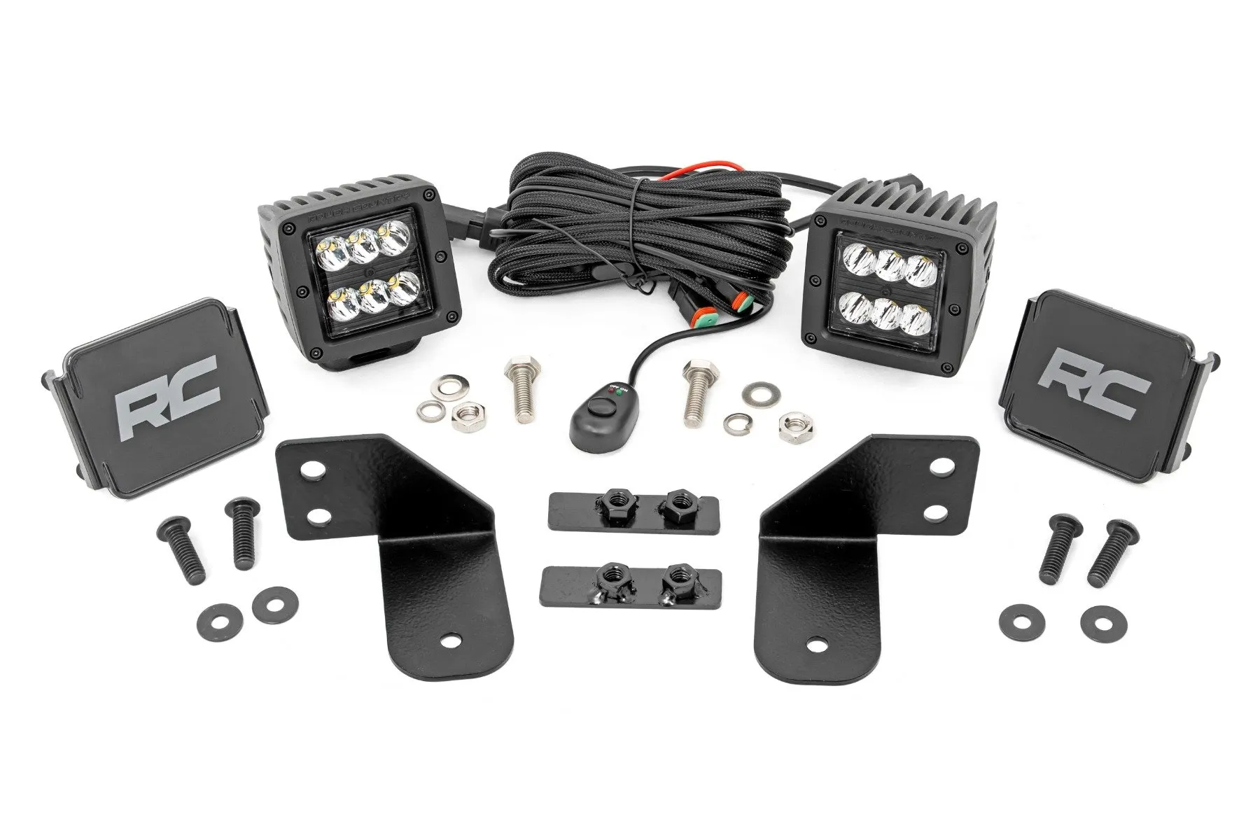 Rough Country Rear Facing 2" | 3" LED Kit Black Series w/Spot Beam Polaris 2013-2022 - 93143