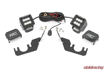 Rough Country LED Light Kit Rear Mount 2" Black Pair Flood Kawasaki Teryx 4 1000 | Teryx4 800 - 94007