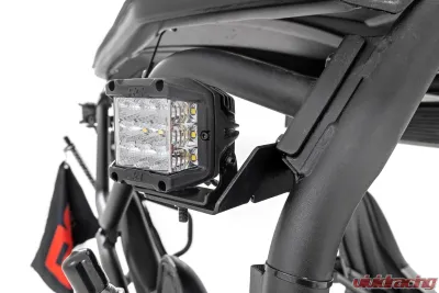 Rough Country LED Light Kit Rear Mount 2" Black Pair Flood Kawasaki Teryx 4 1000 | Teryx4 800 - 94007