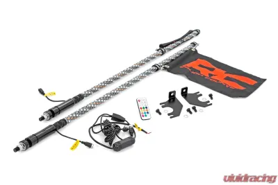 Rough Country Whip Mount Cage 4' Multl-Color LED Whip Pair Kawasaki Teryx4 800 - 94011
