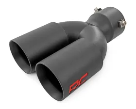 Rough Country Exhaust Tip Black with Red RC Logo, 2.5
