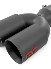 Rough Country Exhaust Tip Black with Red RC Logo, 2.5" Pipe, Dual Outlet, 304 Stainless Steel                                     - 96050 - Image 5