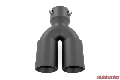 Rough Country Exhaust Tip Black with Red RC Logo, 2.5" Pipe, Dual Outlet, 304 Stainless Steel - 96050