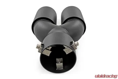 Rough Country Exhaust Tip Black with Red RC Logo, 2.5" Pipe, Dual Outlet, 304 Stainless Steel - 96050