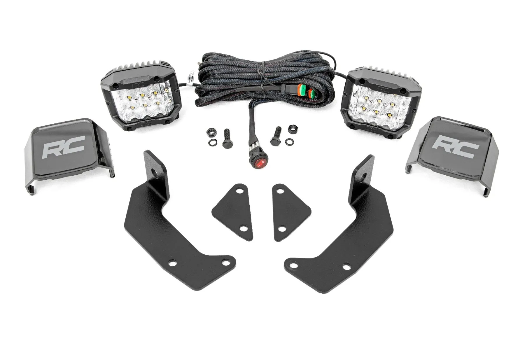 Rough Country LED Light Kit Cage Mount 2" Chrome Pair Wide Angle CFMOTO UFORCE 1000 - 96106