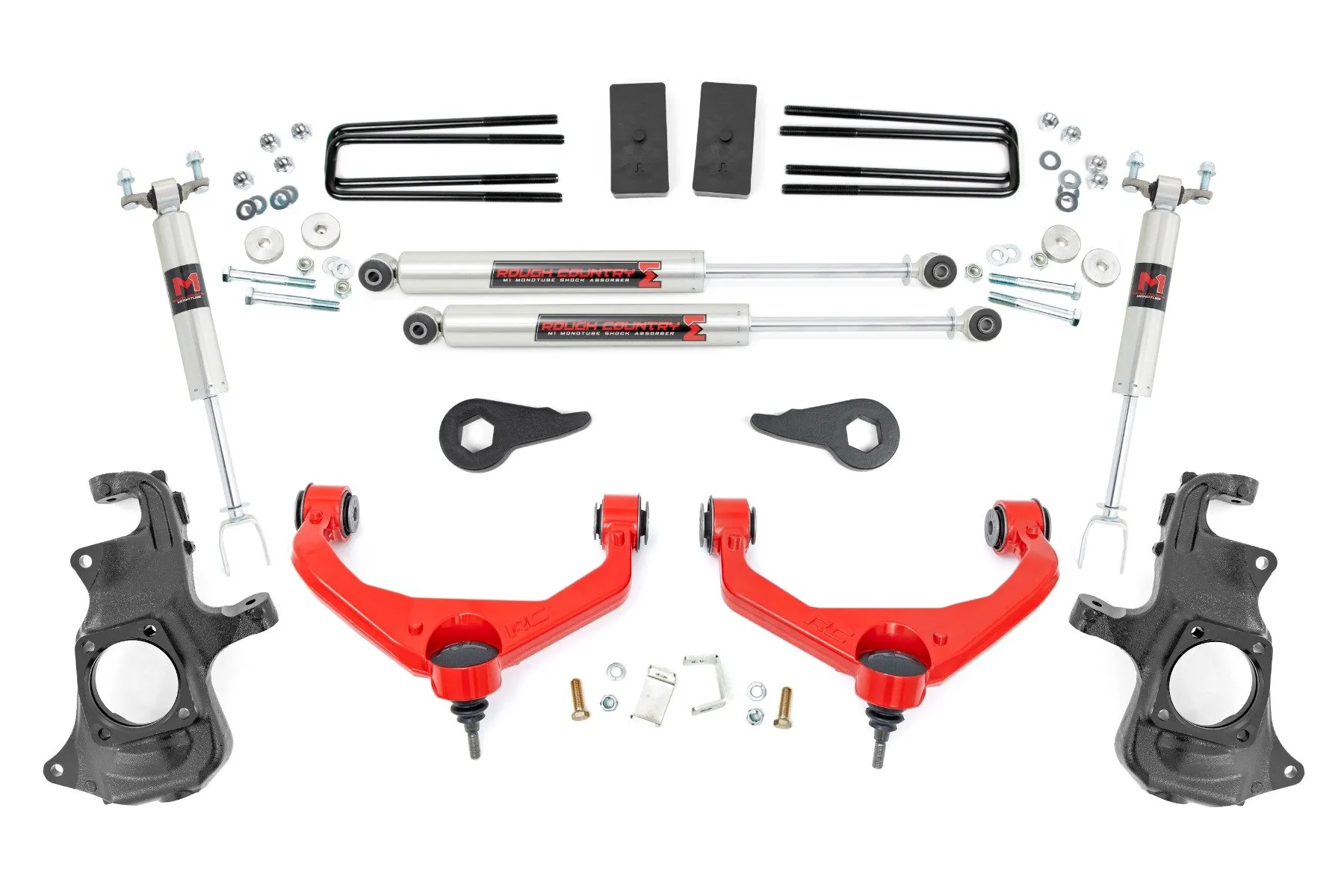 Rough Country 3.5 Inch Knuckle Lift Kit M1 w/ Overloads - 97640RED