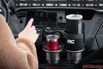 Rough Country 2-in-1 Expanding Cup and Phone Holder, Fits 2.69in - 3.9in Cup Holders - J5054