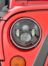 Rough Country 7 Inch LED Headlights for Jeep Wrangler 1997-2018, DOT Approved, Black Design                                     - RCH5000 - Image 6
