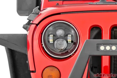 Rough Country 7 Inch LED Headlights for Jeep Wrangler 1997-2018, DOT Approved, Black Design - RCH5000
