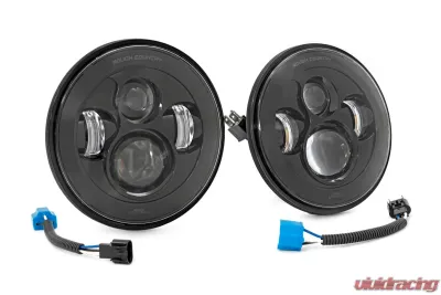 Rough Country 7 Inch LED Headlights for Jeep Wrangler 1997-2018, DOT Approved, Black Design - RCH5000