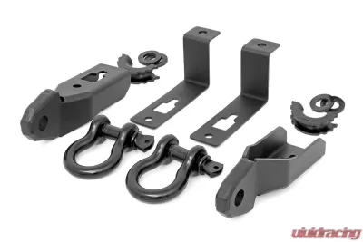 Rough Country Tow Hook Brackets D-Ring Combo for 2019-2023 Ford Ranger, Black Steel - RS152