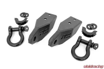 Rough Country Tow Hook Brackets D-Ring Combo for 2007-2021 Toyota Tundra, Black Steel - RS153