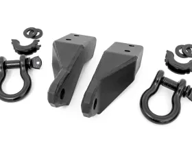 Rough Country Tow Hook Brackets D-Ring for 2007-2021 Toyota Tundra, Black Steel Construction