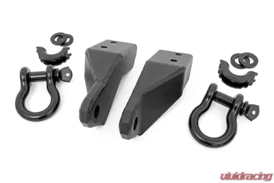 Rough Country Tow Hook Brackets D-Ring for 2007-2021 Toyota Tundra, Black Steel Construction - RS154