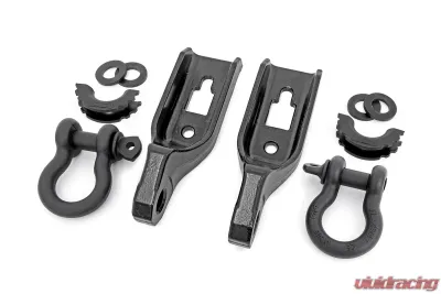 Rough Country Tow Hook Brackets D-Ring Combo for Ford F-150 2009-2020, Black Steel - RS158