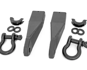 Rough Country Tow Hook Brackets D-Ring Combo for GMC Sierra 2020-2024, Black Steel