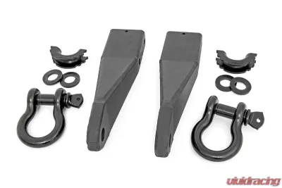Rough Country Tow Hook Brackets D-Ring Combo for GMC Sierra 2020-2024, Black Steel - RS159