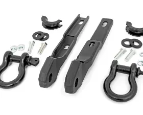 Rough Country Tow Hook Brackets D-Ring Combo for Nissan Titan 2017-2024, Black Steel