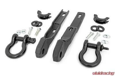 Rough Country Tow Hook Brackets D-Ring Combo for Nissan Titan 2017-2024, Black Steel - RS160