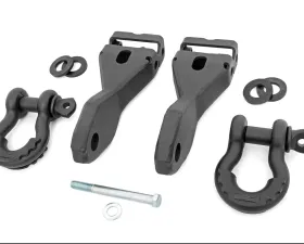 Rough Country Tow Hook Brackets D-Ring Combo for 2014-2019 Chevrolet Silverado 1500, Steel