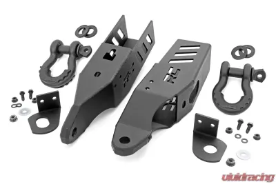Rough Country Tow Hook Brackets D-Ring Combo for 2021-2024 Ford Bronco & Raptor, Black Steel - RS172