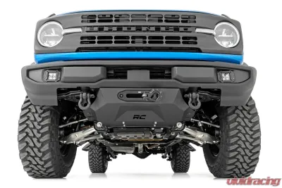 Rough Country Tow Hook Brackets D-Ring Combo for 2021-2024 Ford Bronco & Raptor, Black Steel - RS172